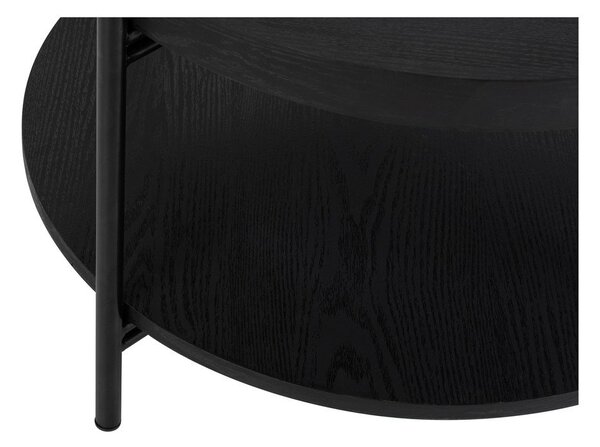 Tavolino da salotto rotondo nero con effetto rovere ø 64 cm Hagen – Bonami Essentials