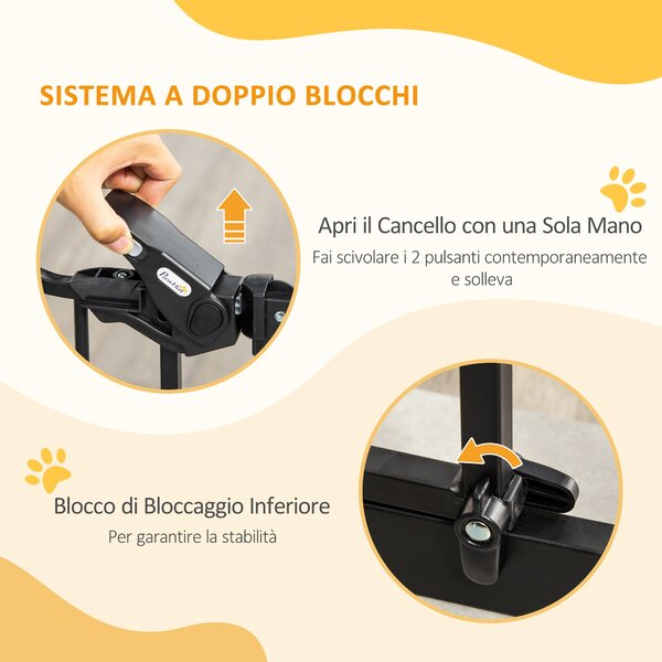 PawHut Cancelletto per Cani di Taglia Media e Piccola con Chiusura Automatica, 74-105x76.2 cm, Nero | Aosom Italy