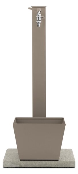 Fontana da Giardino con DOPPIO Rubinetto Base Vaschetta Belfer Dimensioni 34x40xh 89 cm - peso 20 kg con tubo rubinetto, Garantita contro la ruggine Colore Tortorta