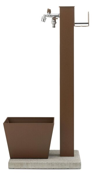 Fontana da Giardino con DOPPIO Rubinetto Base Vaschetta Belfer Dimensioni 34x40xh 89 cm - peso 20 kg con tubo rubinetto, Garantita contro la ruggine Colore Ruggine