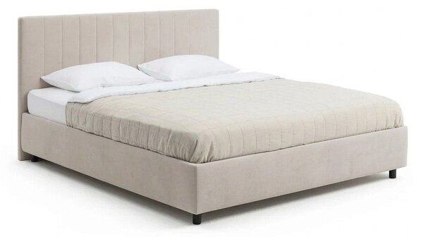 Letto matrimoniale imbottito beige con contenitore con rete inclusa 160x200 cm Myra Slim Line – Bonami Selection