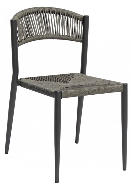 Set di 2 sedie milano contract senza braccioli in alluminio grigio e corda grigia moia
