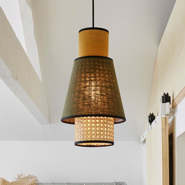 Lampada a sospensione MARKET SET, Singapour XS, dimmerabile, Verde, Soggiorno, Tessuto / Tessile, Design