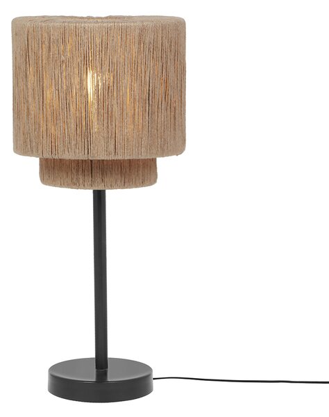 Lampada da tavolo Japandi nera con corda marrone - Smilla
