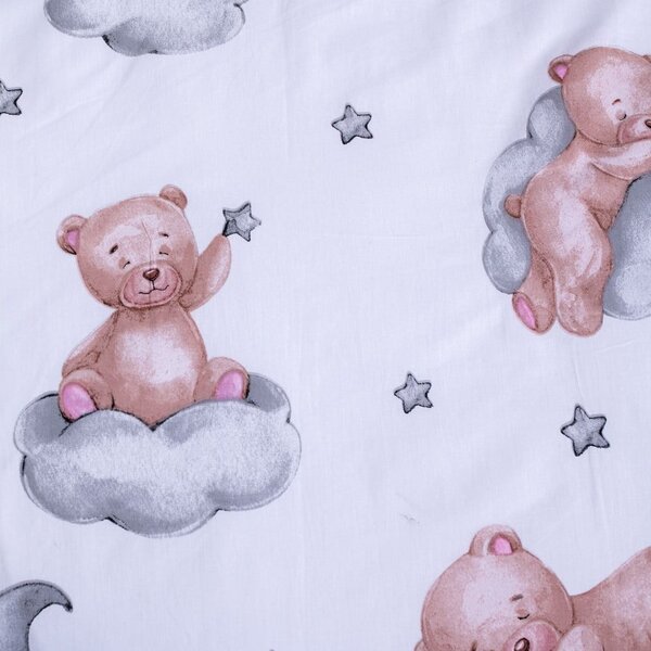 Set copripiumino e federa da bambini bianco in cotone per culla 100x135 cm Teddy Bear "Ribbon" – Jerry Fabrics