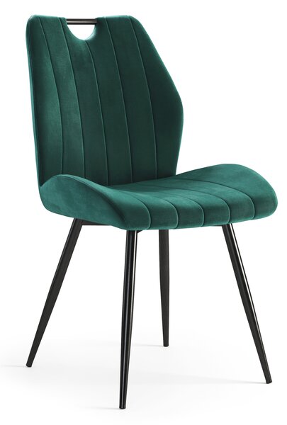 ARNO Verde (tessuto Bluvel 78) - MODERNA SEDIA IMBOTTITA PER SALONE/SALA DA PRANZO CON MANIGLIA VELVET