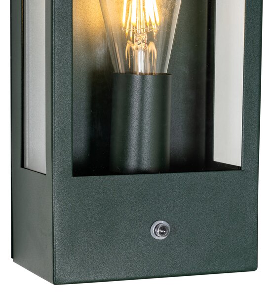 Lampada da parete per esterni verde scuro con sensore crepuscolare IP44 - Rotterdam