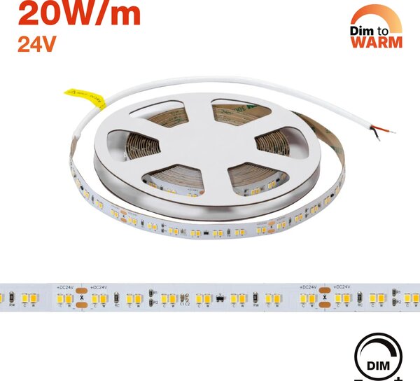 Striscia LED Dim to Warm 24V 20W/m Vintage IP20 - 5 metri