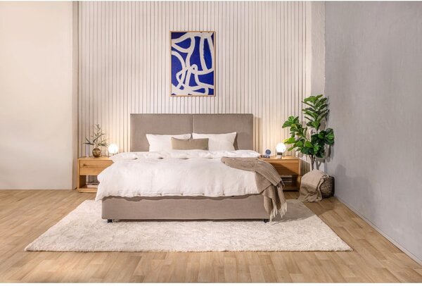 Letto matrimoniale imbottito grigio tortora con contenitore con rete inclusa 160x200 cm Myra Bold – Bonami Selection