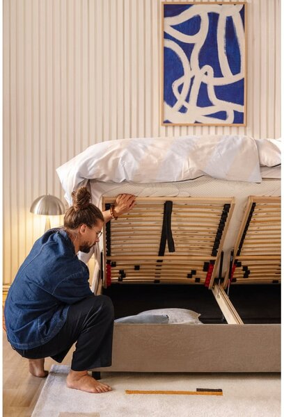 Letto matrimoniale imbottito grigio tortora con contenitore con rete inclusa 160x200 cm Myra Bold – Bonami Selection