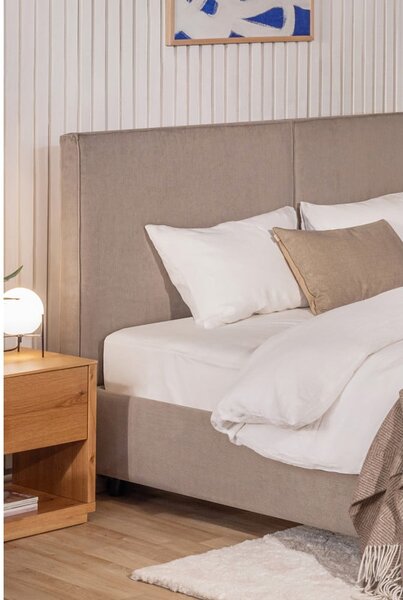Letto matrimoniale imbottito grigio tortora con contenitore con rete inclusa 160x200 cm Myra Bold – Bonami Selection