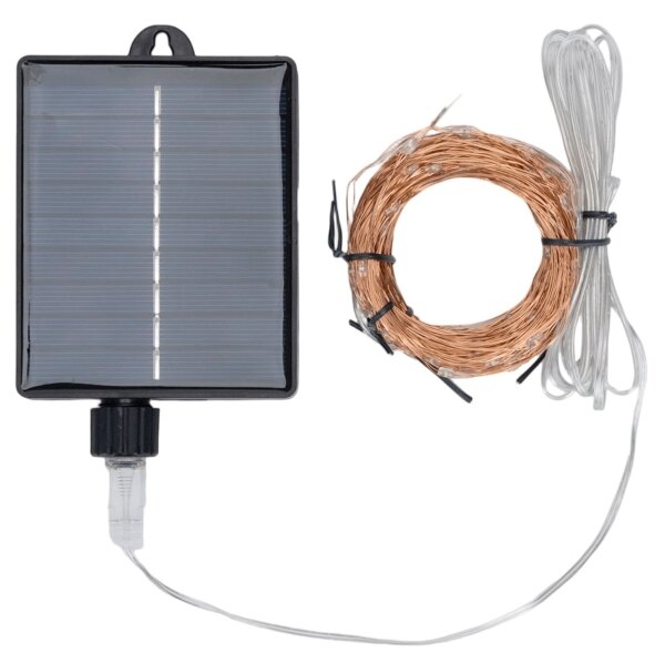 Aigostar - Catena luminosa solare a LED per Natale, 500 LED / 8 funzioni, 52 m, IP65, bianco caldo, 1200 mAh
