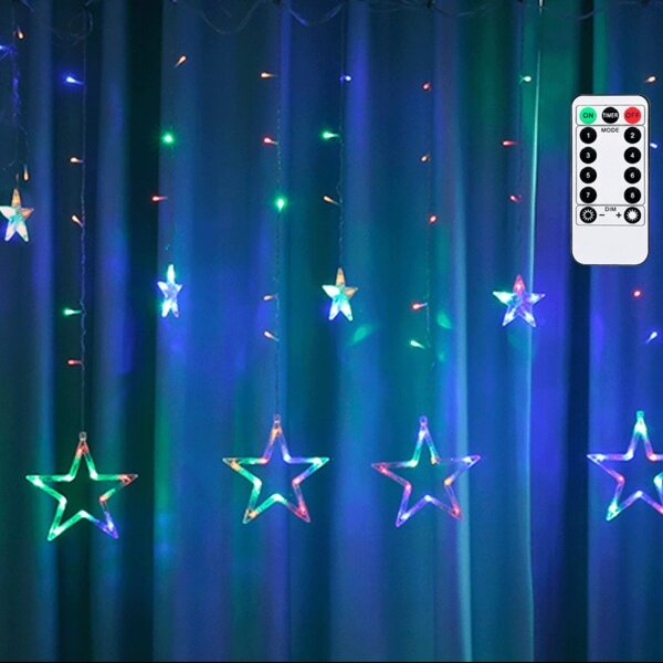 Aigostar - Catena luminosa natalizia LED per esterni 120 LED/8 funzioni 6x0,6 m IP44 multicolore + telecomando