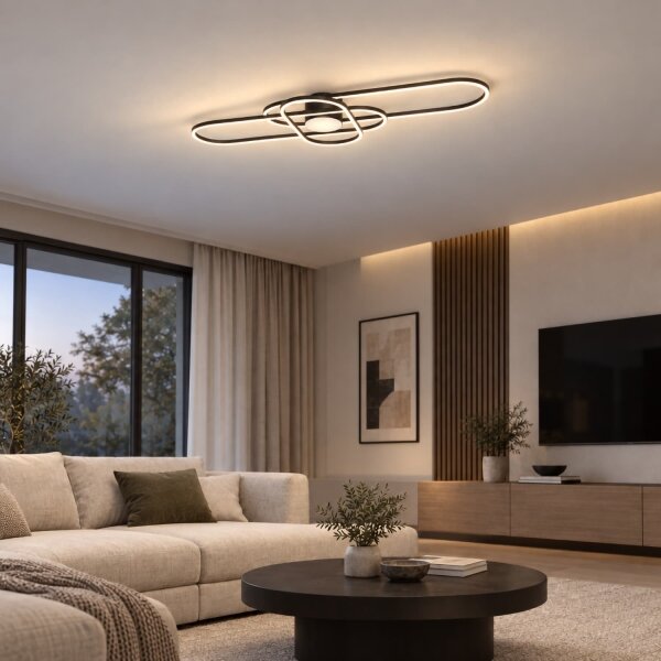 BRILAGI - Plafoniera LED dimmerabile APOLLO LED/58W/230V 43,2x101,2 cm nera + telecomando