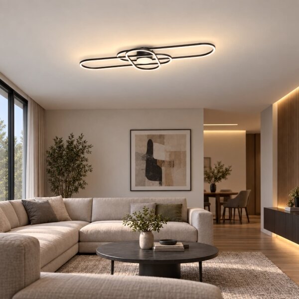 BRILAGI - Plafoniera LED dimmerabile APOLLO LED/58W/230V 43,2x101,2 cm nera + telecomando