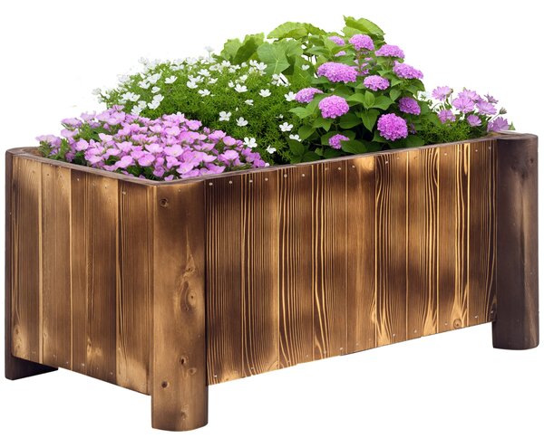 Outsunny Fioriera Vaso per Piante Box Rettangolare in Legno di Abete 70 x 35 x 30cm|Aosom