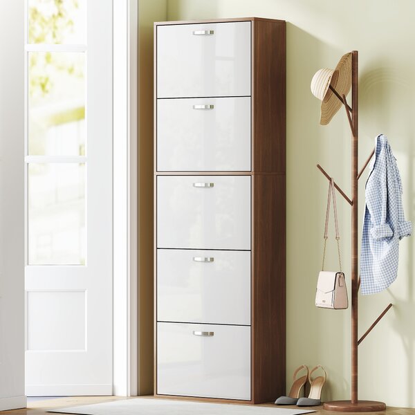Homcom scarpiera Salvaspazio da ingresso porta scarpe Moderna a 5 Piano per 30 Paia di Scarpe Colore Bianco e Marrone|Aosom Italy|Aosom