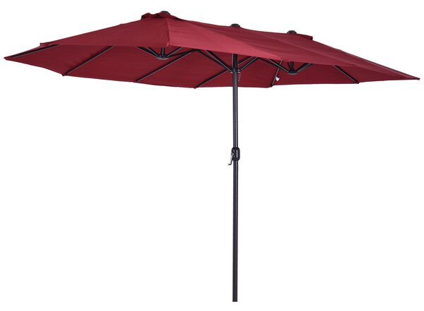 Outsunny Ombrellone da Giardino Doppio Tettucio Impermeabile con Apertura a Manovella, Anti-UV Rosso 460x270x240cm | Aosom Italy|Aosom
