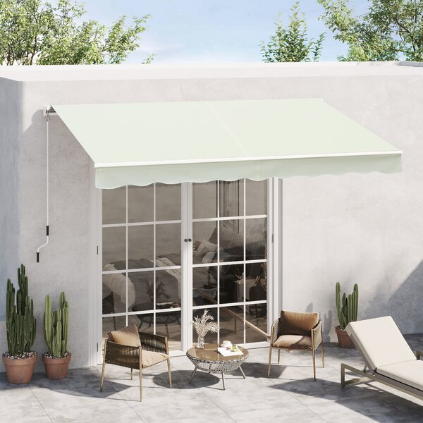 Outsunny Tenda da Sole Avvolgibile a Caduta Manuale per Porte e Finestre, in Alluminio e Poliestere Anti-UV, 295x245cm, Bianco | Aosom Italy