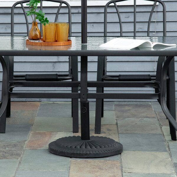 Outsunny Base Ombrellone Rotonda Nero, Plastica, 15kg, Adatta Pali Ф35-38-48mm, Ф49x32cm, Stabile e Resistente|Aosom