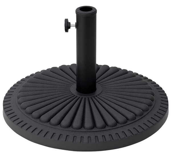 Outsunny Base Ombrellone Rotonda Nero, Plastica, 15kg, Adatta Pali Ф35-38-48mm, Ф49x32cm, Stabile e Resistente|Aosom