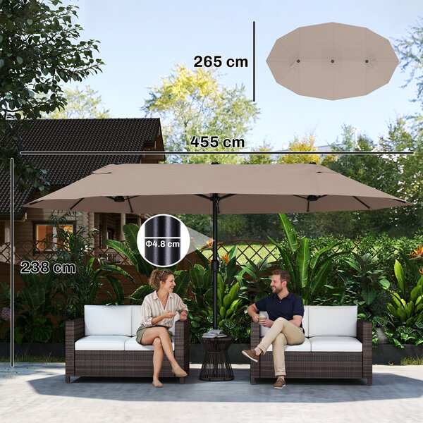 Outsunny Ombrellone da Giardino Doppio con Apertura a Manovella, Acciaio e Poliestere, 460x270x240cm|Aosom