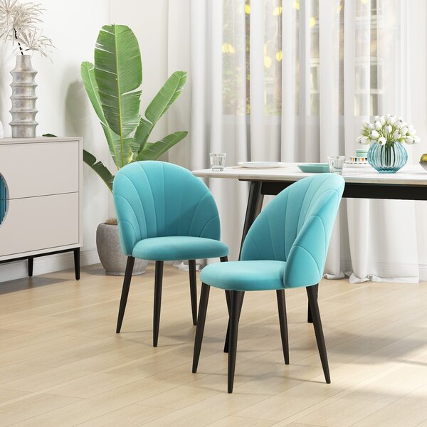 HOMCOM Set 2 Sedie da Salotto e Sala da Pranzo Imbottite con Design Nordico ed Ergonomico, Verde Chiaro, 52x54x79 cm|Aosom