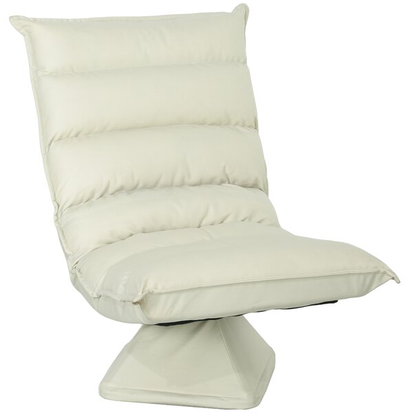 HOMCOM Poltrona in Tessuto Imbottita Girevole a 360° e Reclinabile a 3 Livelli 62x62x95cm, Beige|Aosom