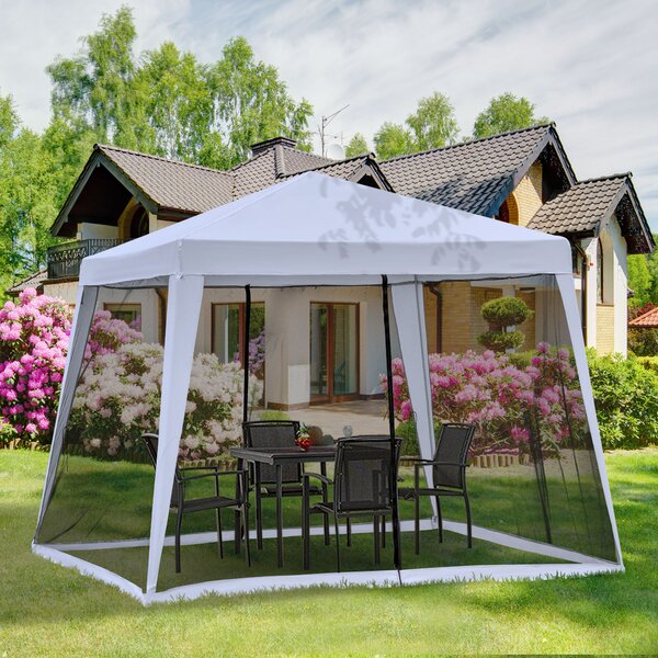 Outsunny Gazebo Giardino 3x3m con Zanzariera, Copertura in Poliestere e Struttura in Metallo, Grigio