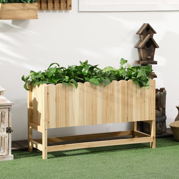 Outsunny Fioriera da Esterno Verticale in Legno con Foro di Drenaggio e Rivestimento Interno, 86x30x50 cm|Aosom