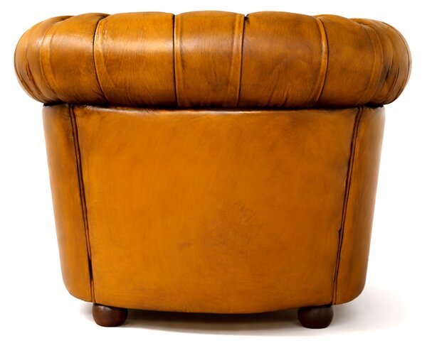 Poltrona Chesterfield Medium Pelle Primo Fiore Giallo Old America - Design Iconico