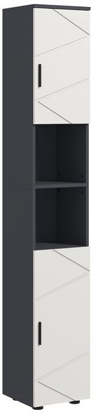Kleankin Colonna Bagno in Truciolato con 2 Ripiani Aperti e 2 Armadietti a 2 Livelli, 30x30x183 cm, Grigio|Aosom