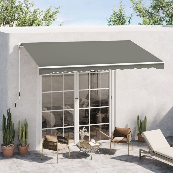Outsunny Tenda da Sole per Esterno Avvolgibile a Bracci con Apertura a Manovella, 350x250 cm, Grigio | Aosom Italy