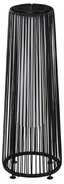 Outsunny Lanterna Solare da Giardino LED con Pannello di Ricarica in Rattan e Metallo , Ø21.5x61cm, Nero|Aosom