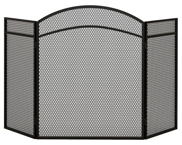 HOMCOM Parascintille Camino Pieghevole a 3 Pannelli in Metallo Classico, adatto per caminetti con apertura da 50-90 cm 96x60cm, Nero | Aosom Italy