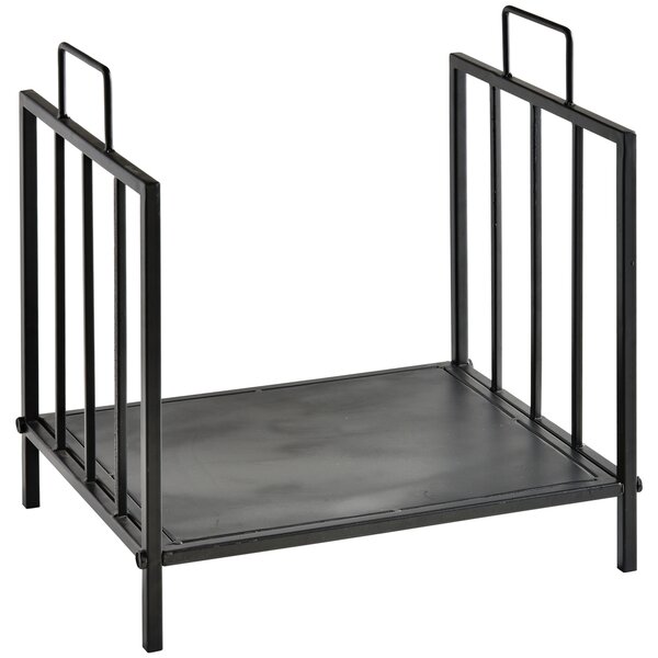 Outsunny Portalegna per Camino per Interno ed Esterno con 2 Maniglie, Scaffale moderno 15kg max e in Metallo, 44.5x33x46.5 cm, Nero | Aosom Italy