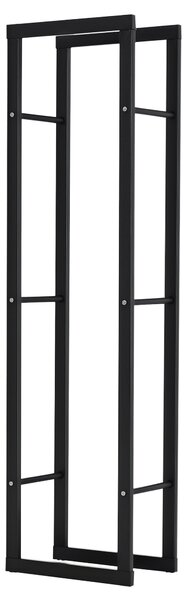 HOMCOM Potalegna per Camino in Metallo, Scaffale per legna da ardere Porta-legna per interno e esterno, 40 × 25 × 150cm Nero | Aosom Italy