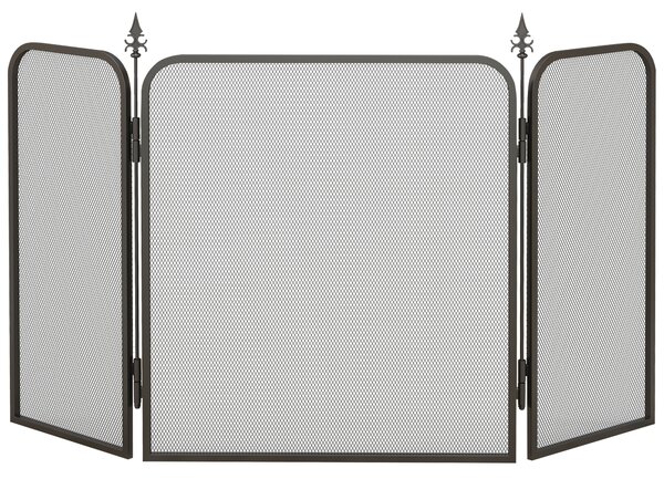 HOMCOM Parascintille Camino Pieghevole a 3 Pannelli in Metallo, 96x1.3x56 cm, Nero