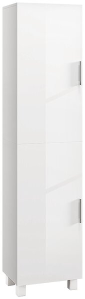 HOMCOM Colonna Bagno Moderna con 2 Armadietti e Ripiani Regolabili, 40x30x167.5 cm, Bianco