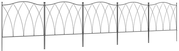 Outsunny Recinzione Esterna a 5 Pannelli in Metallo con Lacci, 305x62 cm, Nera