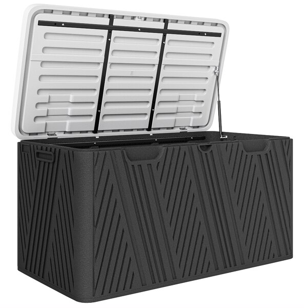 Outsunny Panca Contenitore 380L in HDPE con 2 Maniglie Laterali e Leva a Gas, 115x60x60 cm, Nero e Grigio