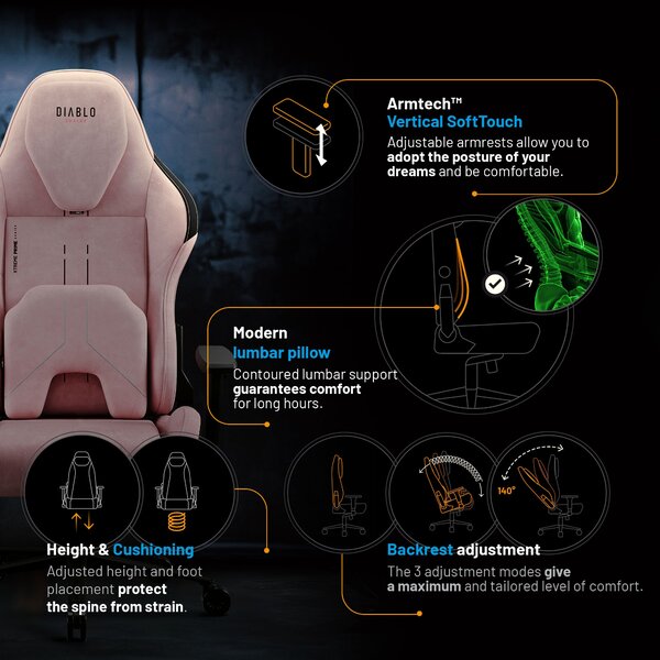 Sedia gaming Normal Size, nero-rosa: Diablo X-One Prime Akira Pink