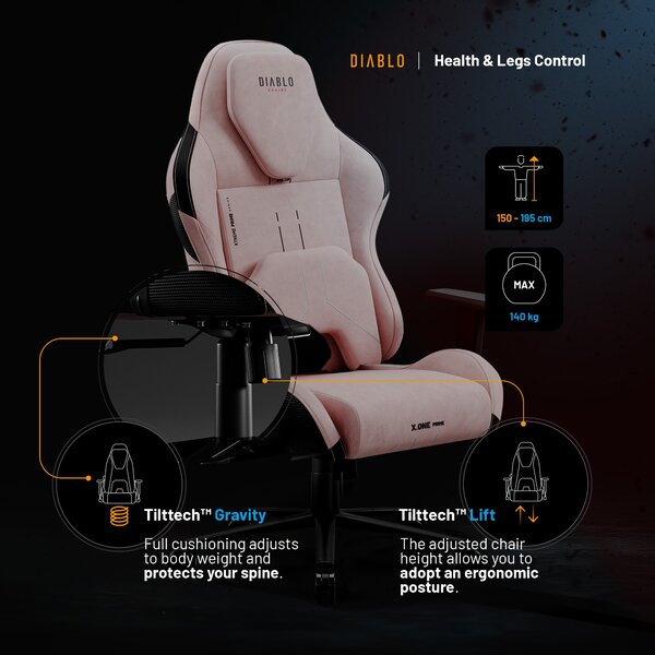 Sedia gaming Normal Size, nero-rosa: Diablo X-One Prime Akira Pink