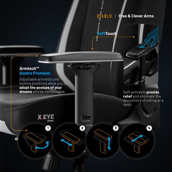 Sedia gaming nera Normal Size: Diablo X-Eye Prime Burned Black