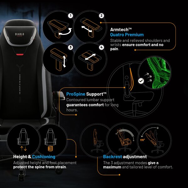 Sedia gaming nera Normal Size: Diablo X-Eye Prime Burned Black