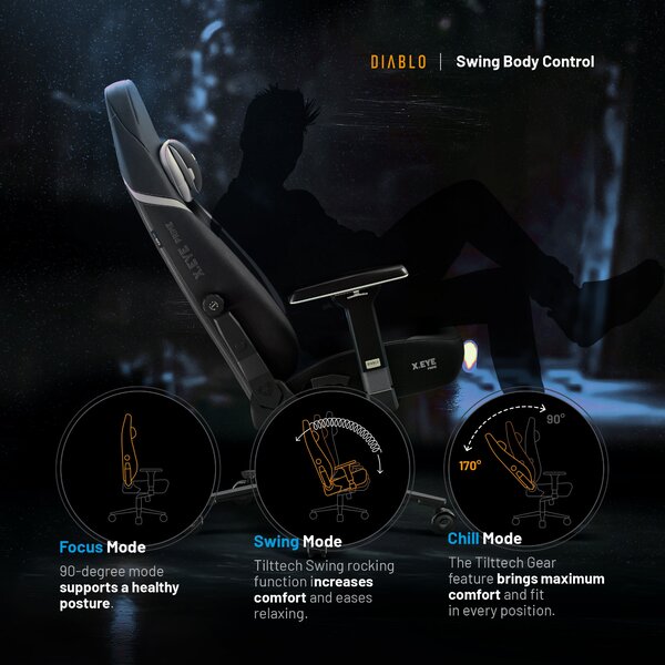 Sedia gaming nera Normal Size: Diablo X-Eye Prime Burned Black
