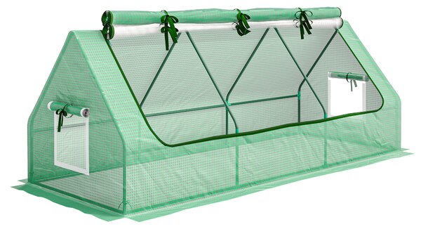 Outsunny Serra da Giardino Piccola con 2 Finestrelle Laterali e Finestra Centrale, in Acciaio, PE e PP, 240x90x90 cm, Verde|Aosom Italy