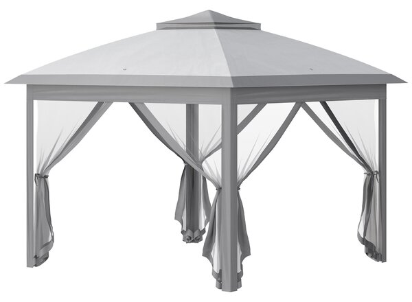 Outsunny Gazebo da Esterno Pieghevole ad Altezza Regolabile con Zanzariere, 3.3x3.3x2.8 m, Grigio | Aosom Italy