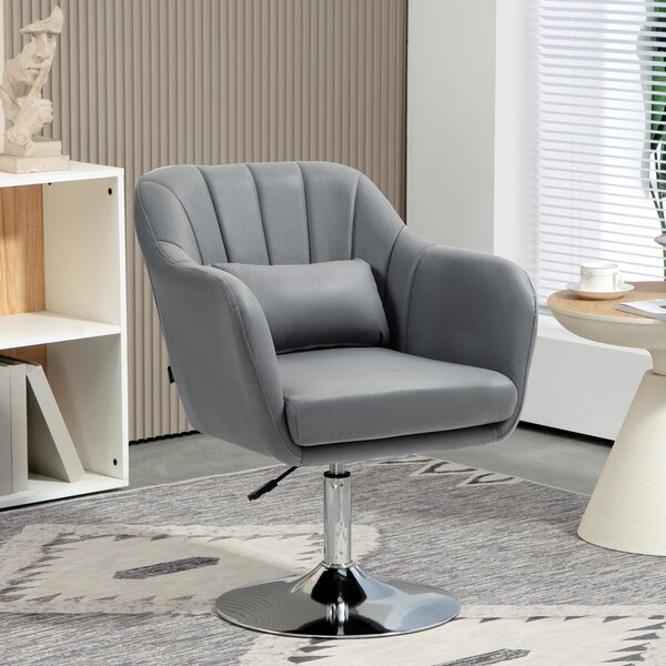 HOMCOM Sedia per Scrivania Girevole con Altezza Regolabile Cuscino Lombare, Tessuto Tecnico, Grigio | Aosom Italy