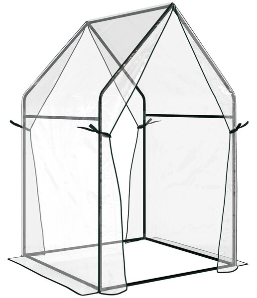 Outsunny Serra per Orto con 2 Porte Avvolgibili e Copertura in PE 90x90x145cm, Trasparente|Aosom
